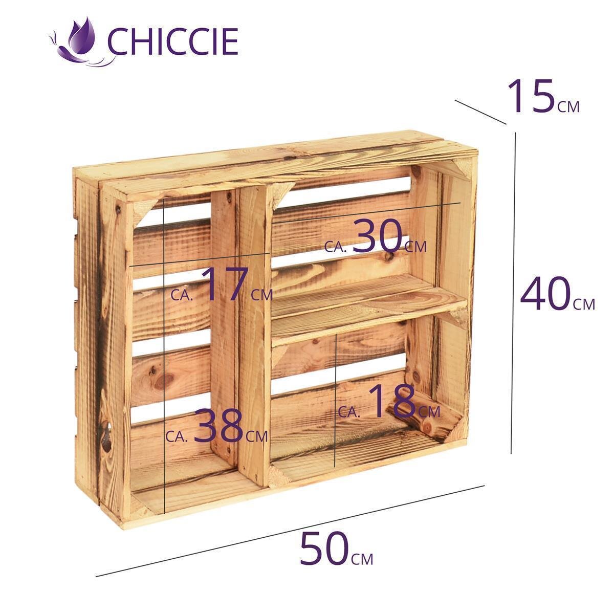 CHICCIE Holzregal Schmalhanz 50x40x15cm Hell Geflammt T Regal Holzk