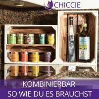 CHICCIE Gew&uuml;rzregal - Holzregal hell geflammt T Regal