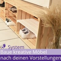 CHICCIE 3 Set Holzkiste Noa Natur 50x40x30 - 1x langes Regal Obstkiste Weinkisten