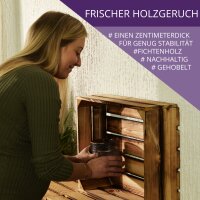 CHICCIE Holzregal Schmalhanz 50x40x15cm - Hell Geflammt 2x Kurzes Regal
