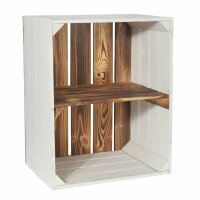 CHICCIE Holzkiste Grete Geflammt Wei&szlig; - Kurzes Regal Einzelkiste Obstkiste Dekokiste Weinkiste 50x40x30cm Gehobelt