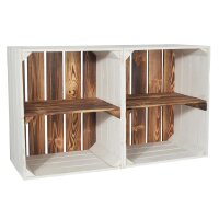 CHICCIE Holzkiste Grete Geflammt Wei&szlig; - Kurzes Regal Einzelkiste Obstkiste Dekokiste Weinkiste 50x40x30cm Gehobelt