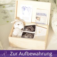 CHICCIE Holzbox Personalisiert zur Geburt - 30x20cm Aufbewahrungsbox Holztruhe Natur
