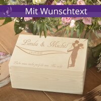 CHICCIE Holzbox Personalisiert zur Hochzeit - 30x20cm Aufbewahrungsbox Holztruhe Natur