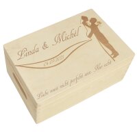 CHICCIE Holzbox Personalisiert zur Hochzeit Brautpaar - 30x20cm Aufbewahrungsbox Holztruhe