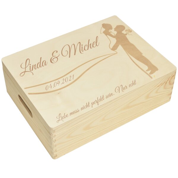 CHICCIE Holzbox Personalisiert zur Hochzeit - 40x30x14cm...