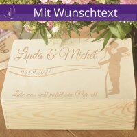 CHICCIE Holzbox Personalisiert zur Hochzeit - 40x30x14cm Aufbewahrungsbox Holztruhe Natur