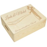 CHICCIE Holzbox Personalisiert zur Hochzeit Brautpaar - 40x30x14cm Aufbewahrungsbox Holztruhe