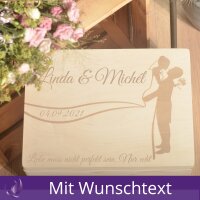 CHICCIE Holzbox Personalisiert zur Hochzeit - 40x30x22cm Ausbewahrungsbox Holztruhe Natur