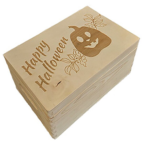 CHICCIE Holzbox Halloween Mit K&uuml;rbis - 40x30x14cm...