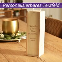 CHICCIE Weinbox Personalisierbar Wunschtext 33x9x9cm - Natur Weinkiste Geschenk