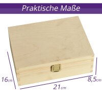 CHICCIE Aufbewahrungsbox Personalisierbar 21x16x9cm - Natur Holztruhe Holzkiste