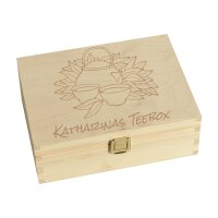 CHICCIE Teebox Personalisierbar 21x16x9cm - Natur Aufbewahrungsbox Holztruhe