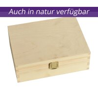 CHICCIE Aufbewahrungsbox Personalisierbar 21x16x9cm - Wei&szlig; Blumenmuster Holzbox