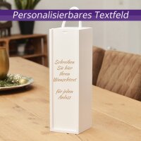 CHICCIE Weinbox Personalisierbar Wunschtext 33x9x9cm - Wei&szlig; Weinkiste Geschenk