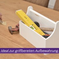 CHICCIE Werkzeugkiste 34x18x21cm - Wei&szlig; Holzkiste Aufbewahrungsbox Kiste