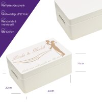 CHICCIE Holzbox Personalisiert zur Hochzeit 30x20x14 Aufbewahrungsbox Wei&szlig;
