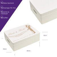 CHICCIE Holzbox Personalisiert zur Hochzeit 40x30x14cm Aufbewahrungsbox Wei&szlig;
