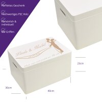 CHICCIE Holzbox Personalisiert zur Hochzeit 40x30x23cm Aufbewahrungsbox Wei&szlig;