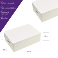 CHICCIE Holzbox Personalisiert zur Hochzeit Wei&szlig; 3D Schriftzug - 40x30x14cm Box