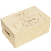 CHICCIE Holzbox zur Geburt Personalisierte Gravur Tiger - Erinnerungsbox
