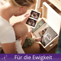 CHICCIE Holzbox zur Geburt Personalisierte Gravur Eule - Erinnerungsbox Truhe