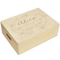 CHICCIE Holzbox Personalisiert zur Geburt Blumenkranz...