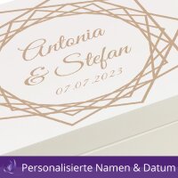CHICCIE Holzbox zur Hochzeit Personalisiert Kranz Namen Datum Erinnerungsbox