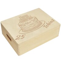 CHICCIE Holzbox Personalisiert zum Geburtstag Torte Name...