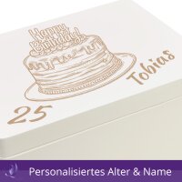 CHICCIE Holzbox Personalisiert zum Geburtstag Torte Name und Alter Geschenkidee