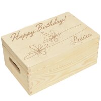 CHICCIE Holzbox Personalisiert zum Geburtstag Blumen Name...