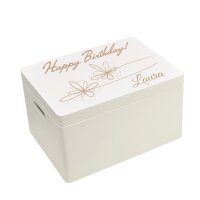 CHICCIE Holzbox Personalisiert zum Geburtstag Blumen Name...