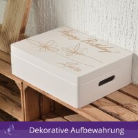 CHICCIE Holzbox Personalisiert zum Geburtstag Blumen Name Gravur Geschenkidee