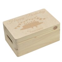 CHICCIE personalisierte Holzbox zum Geburtstag Torte - Geburtstagsgeschenk