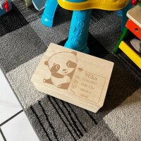 CHICCIE Erinnerungsbox personalisiert f&uuml;r Baby &amp; Kind mit Gravur Panda - Geburt Holzkiste f&uuml;r sch&ouml;ne Erinnerungen - Holz-Box Erinnerungskiste 40x30x23cm