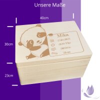CHICCIE Erinnerungsbox personalisiert f&uuml;r Baby &amp; Kind mit Gravur Panda - Geburt Holzkiste f&uuml;r sch&ouml;ne Erinnerungen - Holz-Box Erinnerungskiste 40x30x23cm
