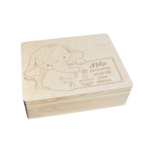 CHICCIE Erinnerungsbox personalisiert f&uuml;r Baby &amp; Kind mit Gravur Elefant - Geburt Holzkiste f&uuml;r sch&ouml;ne Erinnerungen - Holz-Box Erinnerungskiste