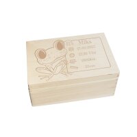 CHICCIE Erinnerungsbox personalisiert f&uuml;r Baby &amp; Kind mit Gravur Frosch - Geburt Holzkiste f&uuml;r sch&ouml;ne Erinnerungen - Holz-Box Erinnerungskiste