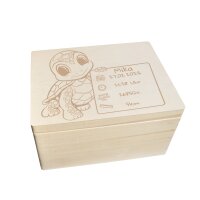 CHICCIE Erinnerungsbox personalisiert f&uuml;r Baby &amp; Kind mit Gravur Schildkr&ouml;te - Geburt Holzkiste f&uuml;r sch&ouml;ne Erinnerungen - Holz-Box Erinnerungskiste