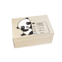 CHICCIE Erinnerungsbox personalisiert f&uuml;r Baby &amp; Kind mit Druck farbig Panda - Geburt Holzkiste f&uuml;r sch&ouml;ne Erinnerungen - Holz-Box Erinnerungskiste