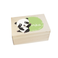 CHICCIE Erinnerungsbox personalisiert f&uuml;r Baby &amp; Kind mit Aquarell Druck farbig Panda - Geburt Holzkiste f&uuml;r sch&ouml;ne Erinnerungen - Holz-Box Erinnerungskiste