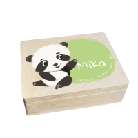 CHICCIE Erinnerungsbox personalisiert f&uuml;r Baby &amp; Kind mit Aquarell Druck farbig Panda - Geburt Holzkiste f&uuml;r sch&ouml;ne Erinnerungen - Holz-Box Erinnerungskiste