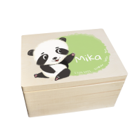 CHICCIE Erinnerungsbox personalisiert f&uuml;r Baby &amp; Kind mit Aquarell Druck farbig Panda - Geburt Holzkiste f&uuml;r sch&ouml;ne Erinnerungen - Holz-Box Erinnerungskiste