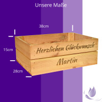CHICCIE Holzkiste Personalisiert mit Wunschtext f&uuml;r jeden Anlass - Gravierte Erinnerungskiste Geburtstag Rente Abschied Hochzeit Geburt