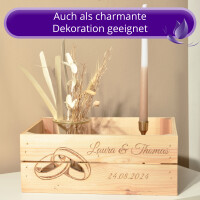 CHICCIE Holzkiste Personalisiert Herz mit Wunschtext - Gravierte Erinnerungskiste Hochzeit Verlobung Geburtstag Muttertag