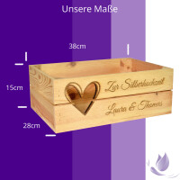 CHICCIE Holzkiste Personalisiert Herz mit Wunschtext - Gravierte Erinnerungskiste Hochzeit Verlobung Geburtstag Muttertag