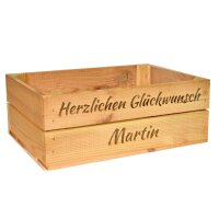 CHICCIE Holzkiste Personalisiert mit Wunschtext f&uuml;r jeden Anlass - Gravierte Erinnerungskiste Geburtstag Hochzeit Abschied Rente Taufe