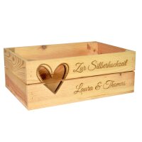 CHICCIE Holzkiste Personalisiert mit Wunschtext f&uuml;r jeden Anlass - Gravierte Erinnerungskiste Geburtstag Hochzeit Abschied Rente Taufe