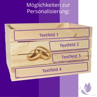 CHICCIE Holzkiste Personalisiert Hochzeit mit Wunschtext 50x40x30cm - Gravierte Erinnerungskiste Hochzeitsgeschenk Verlobung