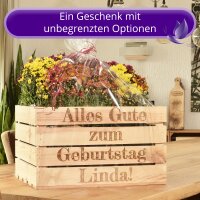 CHICCIE Holzkiste Personalisiert Hochzeit mit Wunschtext 50x40x30cm - Gravierte Erinnerungskiste Hochzeitsgeschenk Verlobung